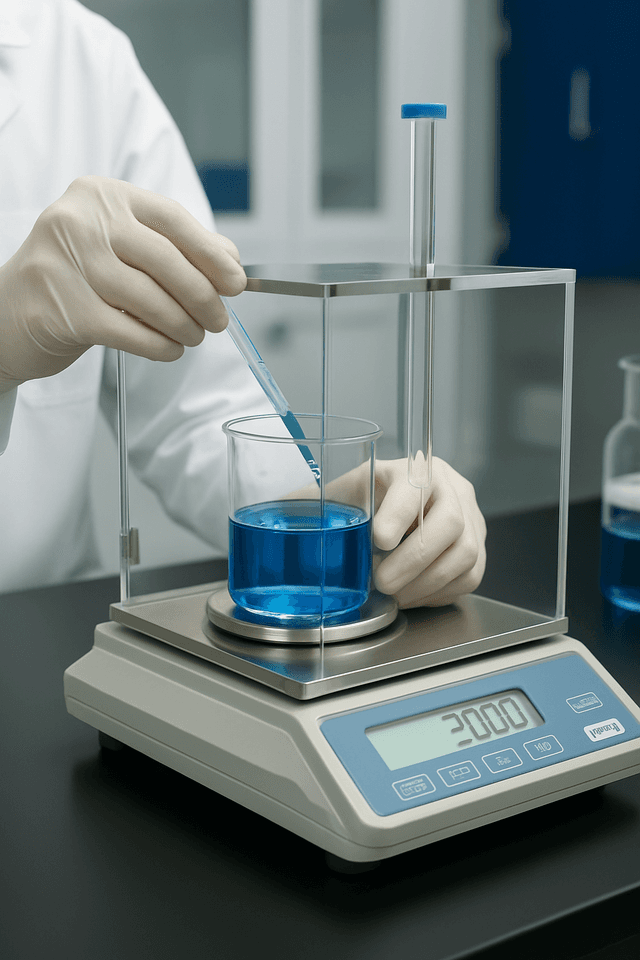 Lab worker with balance